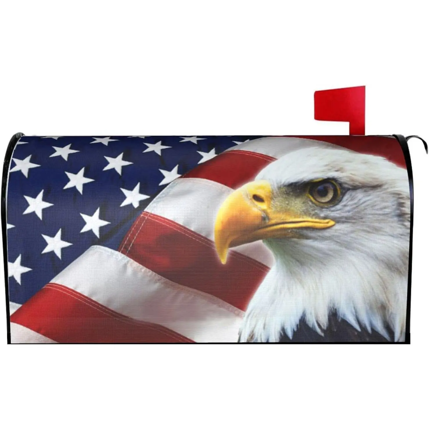 Patriotic American Flag Magnetic Mailbox Cover 21x18 Inch, USA Flag Eagle Decor for Garden Yard Home Decoration