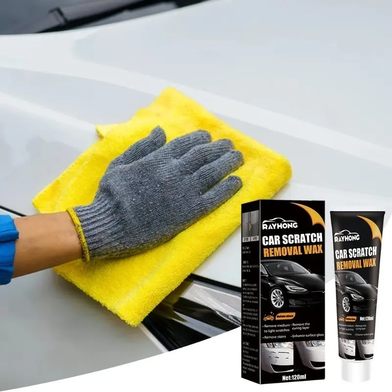 120ml Auto Polish Paint Restorer Remove Stains Auto Polishing Kit with Sponges Quick Fix Car Paint Scratch Repair Cleaning Kit Car Scratch Remover