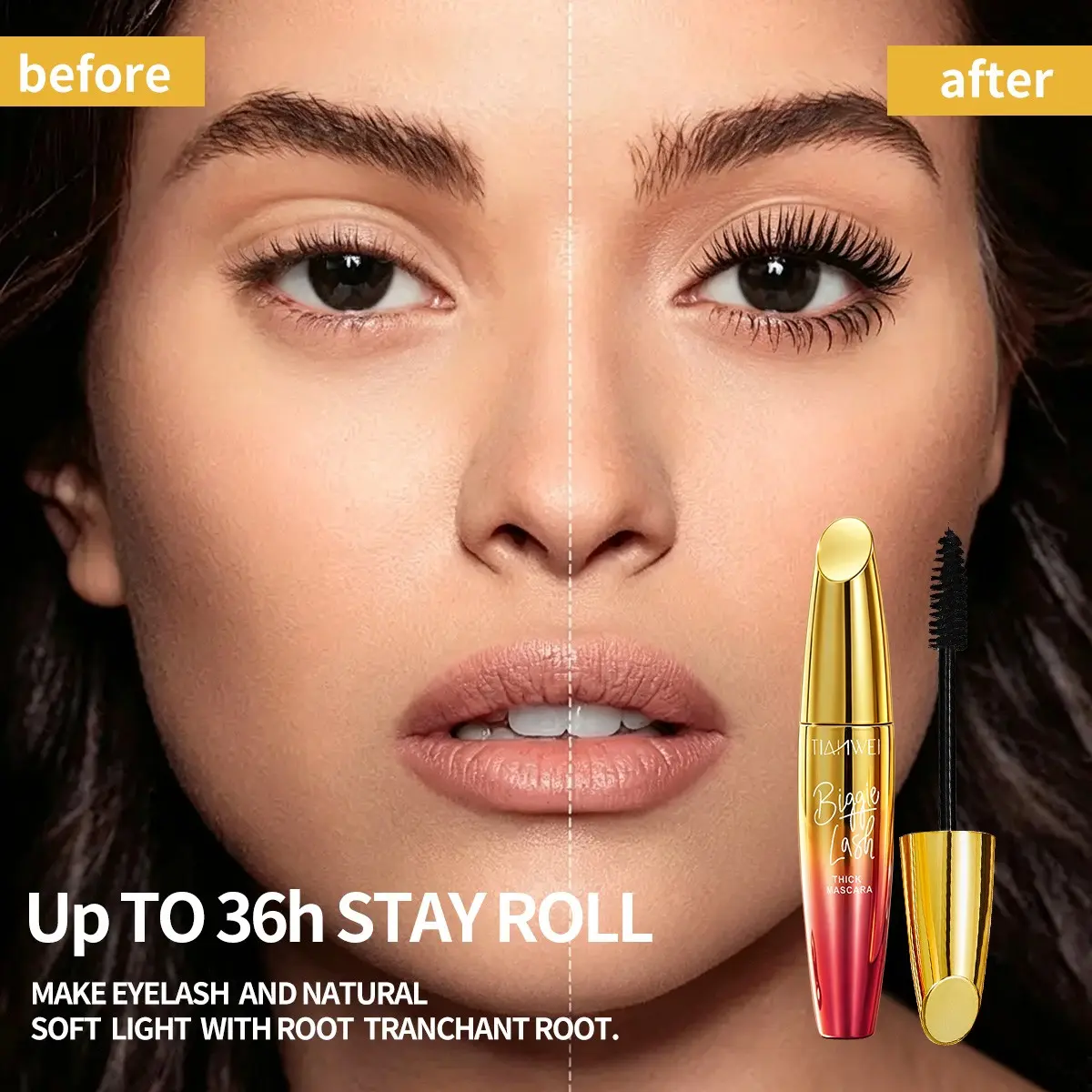 4D Fiber Mascara, Waterproof Long-Lasting Mascara, Volumizing and Lifting, Natural Thickening, Smudge-Proof, Soft and Full Look