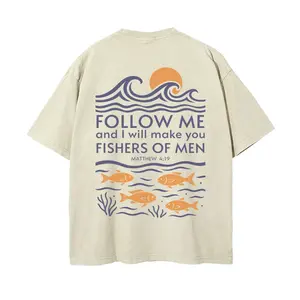Follow Me Christian Unisex Graphict Washed T-Shirt Personalized Pattern Y2k Clothing Round Neck Washed T-Shirt,Women's Clothing 100% Cotton, Menswear, Top, Vintage Style,Summer Casual Oversized
