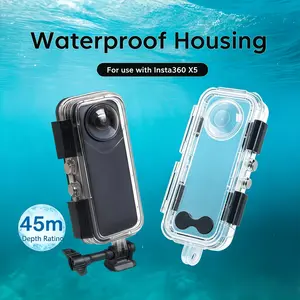 Insta360 X5 Case, 45m Underwater Protection, Tempered Glass & Stainless Steel, Durable Clear Action Camera Accessory, Waterproof Housing
