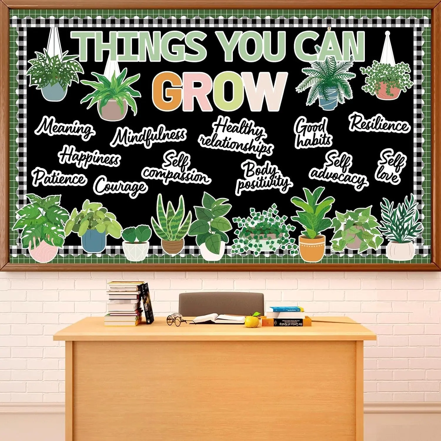 Plant Bulletin Board Decorations Greenery Back to School Classroom Decor Growth Mindset Motivational Bulletin Board Set Things You Can Grow Positive Potted Cutouts for Library Wall Teacher Supplies