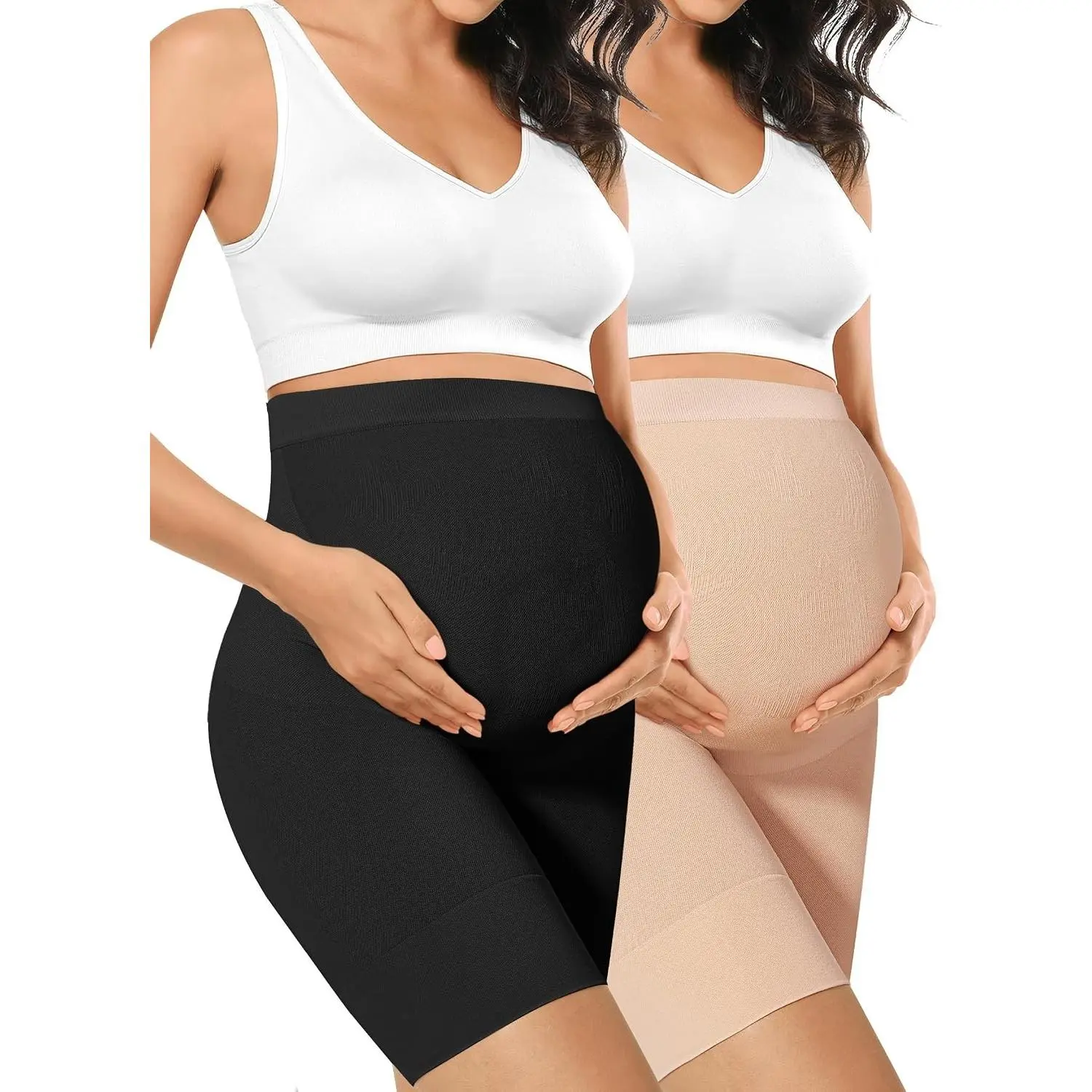 "Baby Bump" Seamless Maternity Shapewear, High Waisted Mid-Thigh Pregnancy Underwear for Chafing Prevention & Belly SupportGift