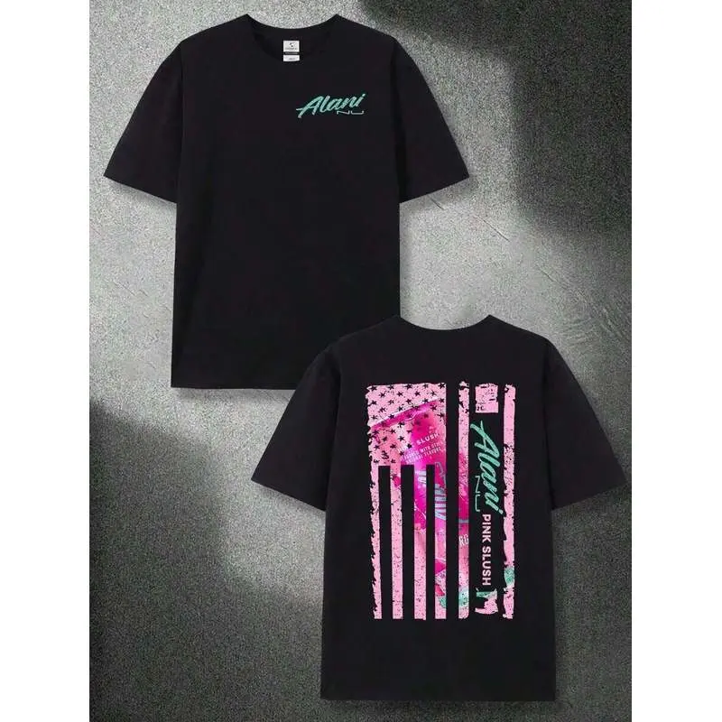 220g Cotton T-Shirt Summer Casual Men's T-Shirt Cotton Versatile T-Shirt Alani Pink Slush Graphic T-ShirtCotton Fashionable Printed
