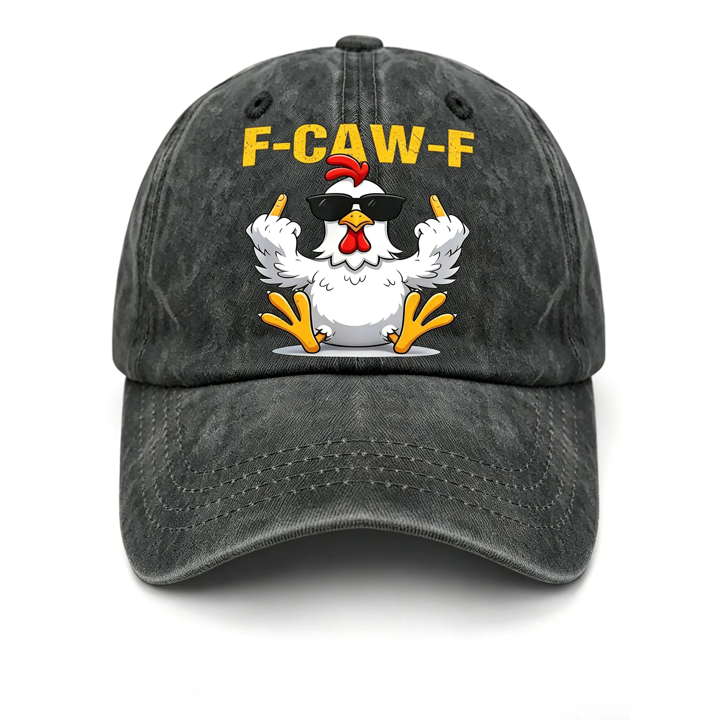 F-CAW-F Funny Rooster Trucker Hat, Chicken Whisperer Graphic Adjustable Mesh Dad Cap, Vintage Washed Baseball Hat Gift for Farmer Poultry Men Women