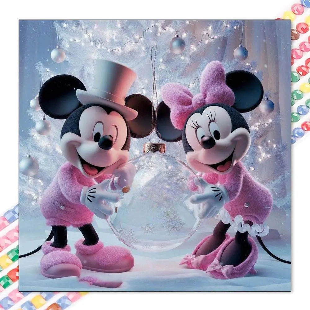 1 set of DIY diamond painting kit, 5D diamond art kit, DIY decoration, Mickey couple diamond painting kit full round drills, mosaic, diamond art, DIY art home decoration, suitable for Christmas.