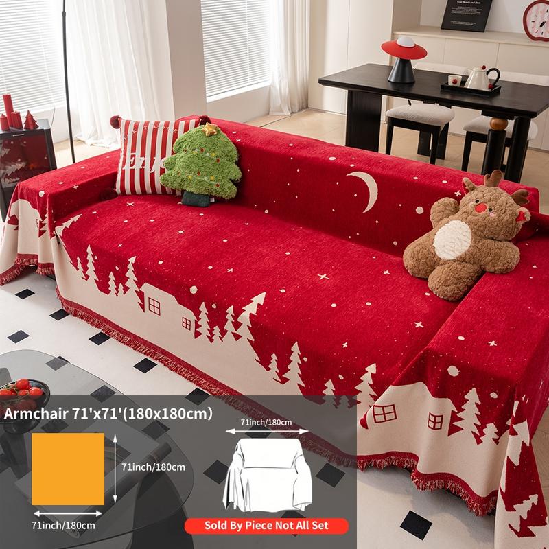Christmas's Day Dust and Cat Scratch Proof Full Cover Sofa Towel, 1 Count Can Be Used As A Shawl Cover Blanket for Sofa, Bedroom, Picnic Mat, Multi-functional Cover Towel Can Be Used in All Seasons, Sofa Couch Covers
