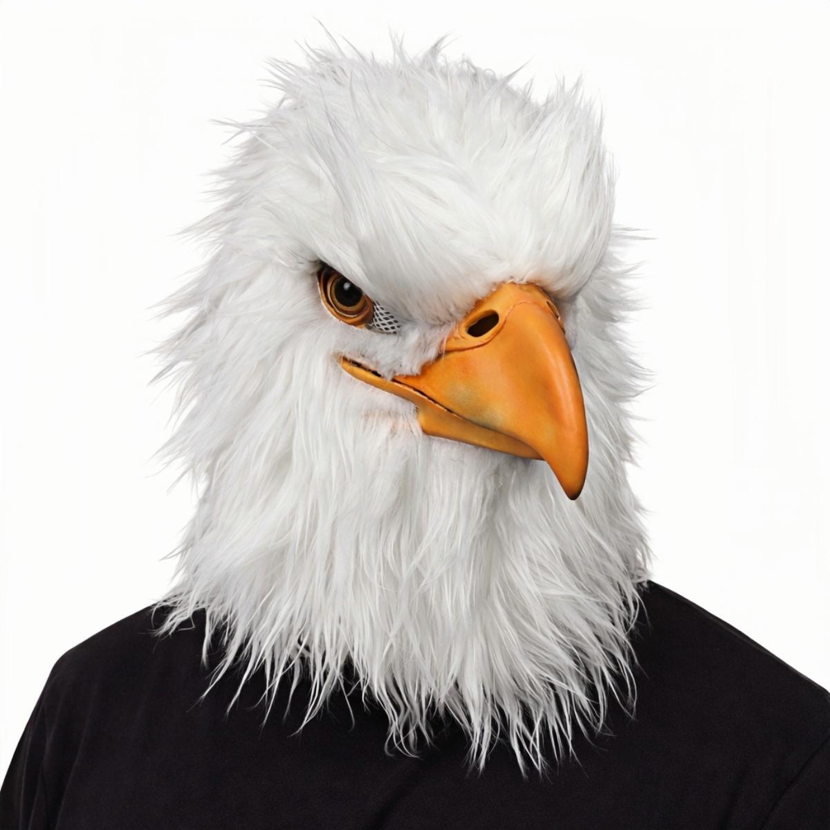 White Eagle Mask Animal Head Cover for Halloween Cosplay Rave Party Realistic Latex Animal Bird Mask Prank Props Accessories