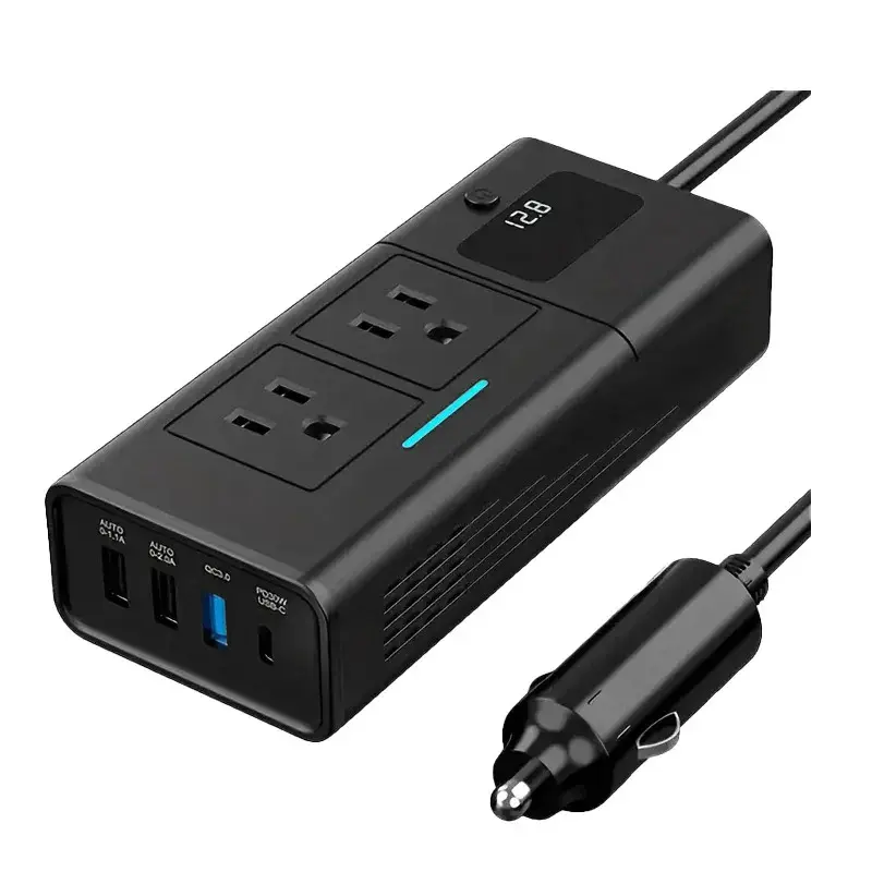 12V DC to 110V/220V Car Power Inverter - Smart Portable Universal Compatible Multi-Outlet Adapter with PD QC Fast Charger iPhone for Global Travel Electronics, Multi-Outlet Adapters
