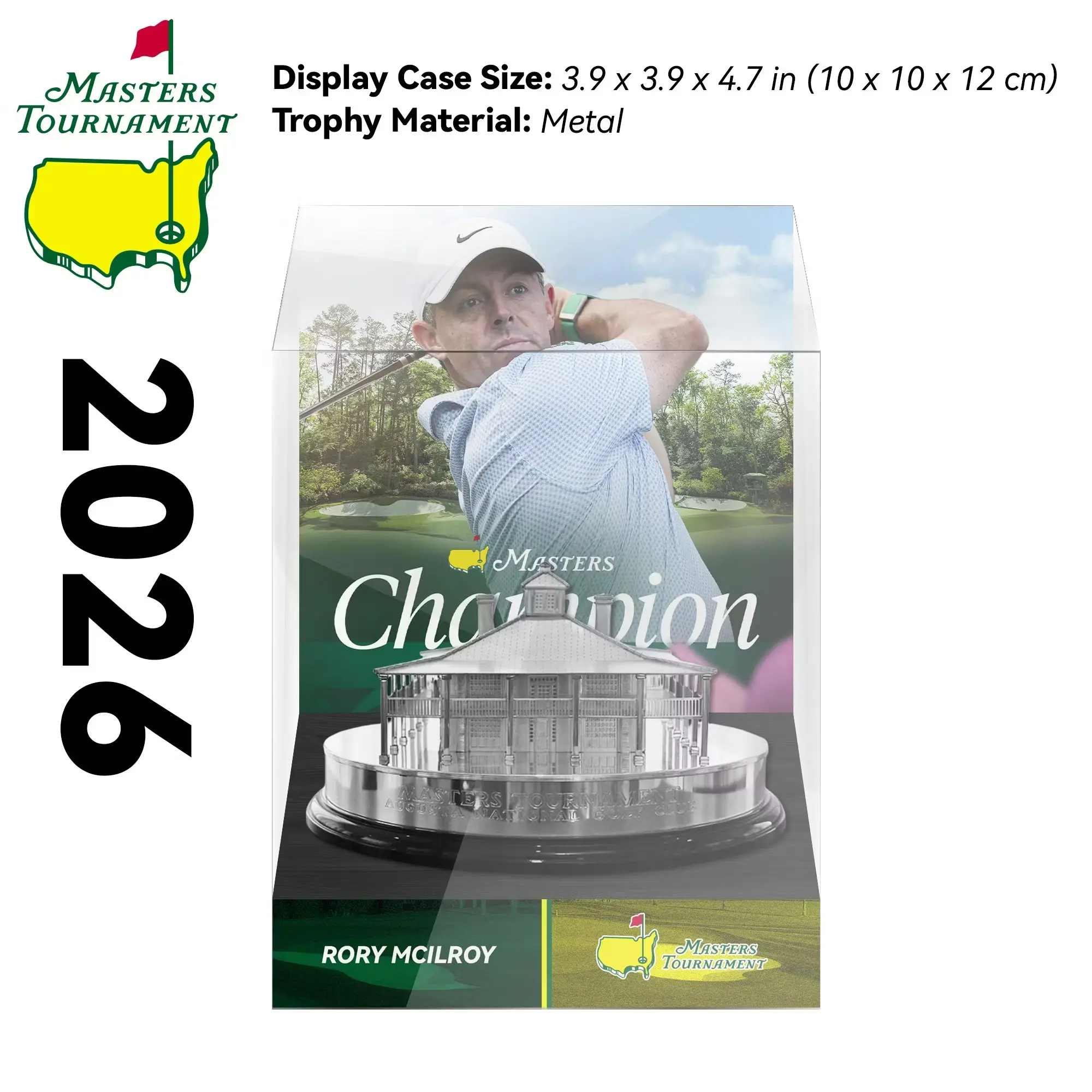 2026 Us Masters Championship Trophy Display Case, Limited Edition Mcilroy Memorial Cup, Augusta Dream Fulfillment, Precious Metal Plated