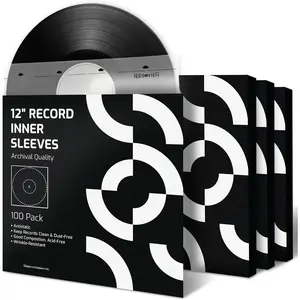 Anti-Static Vinyl Record Sleeves - Durable Clear Disc Sleeves- Protect Your LP Albums from , Dust & Dirt - Acid-Free Rice Paper Disc Covers, 100x Inner Sleeves