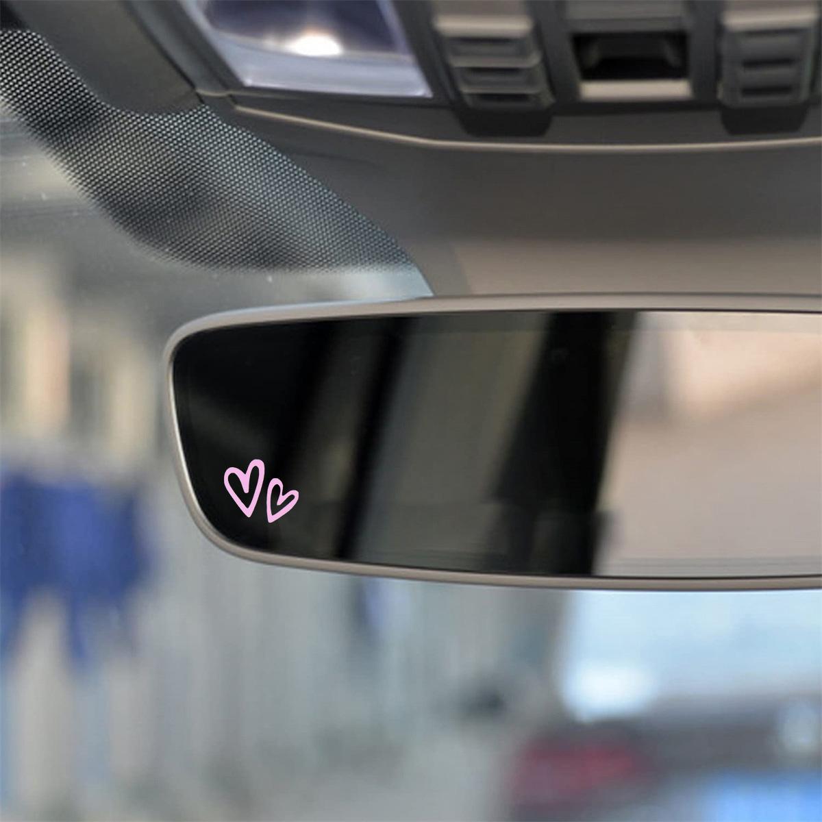 Heart Pattern Car Mirror Sticker, Vinyl Love Heart Decals, Stickers for Car, Sticker For Cars, Electric Motorcycles and Laptops, Car Accessories, Vehicle & Interior Decor, Windshield Sticker, Side Decals