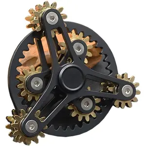 Pure Brass Fidget Spinner Gears Linkage Fidget Gyro Toy Metal DIY Hand Spinner Spins Long Time EDC Focus Meditation Break Bad Habits ADHD with Multiple Premium Bearings (13 Bearings Black)fidget toys