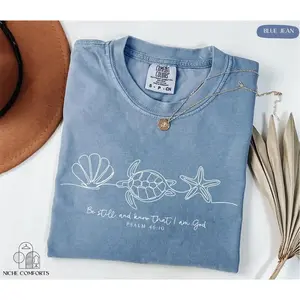 Be Still And Know That I Am God Shirt, Bible Verse Shirt, Christian Shirt, Seashell Shirt, Sea Turtle Shirt, Starfish Shirt