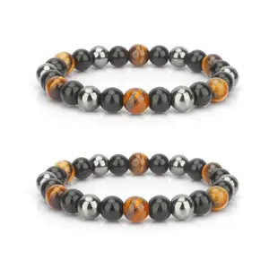 2Pcs Conscious Items Protection Bracelets for Women & Men, Healing Crystal Bracelet with Natural Stones for Energy Shielding, Grounding, Stress, & Negative Energy Protection