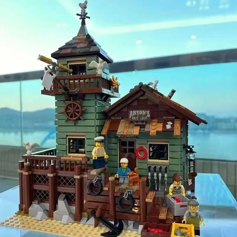 1 Set Old Fishing Store Building Blocks, Coastal Bait Shop & Watchtower Architecture Model with Minifigures & Nautical Details, Nano Bricks Construction Toy for Teens Adults Age 12+, Collectible Set, 2026 Summer Big Sale
