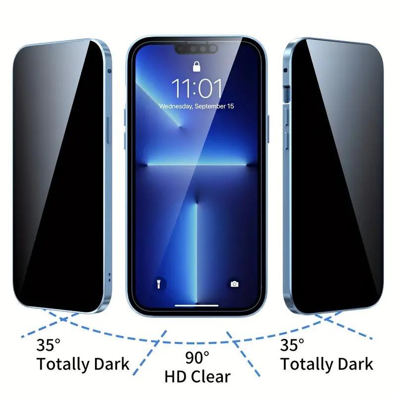 2-In-1 Magnetic Privacy Phone Case with Anti-Spy Screen Protection and Full Metal Bumper, Compatible with iPhone 16/15/14/13/12 Pro Max Plus Series