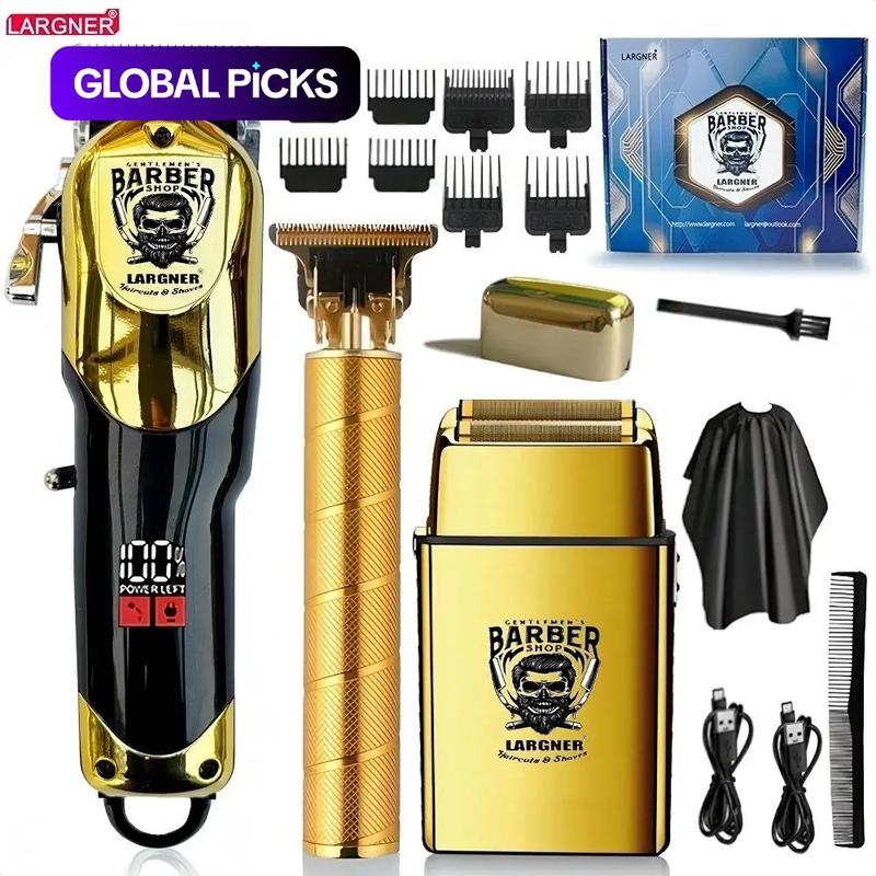 Professional Cordless Electric Hair Clipper Set, 1 Set LCD Display Electric Hair Trimmer and Accessories, Hair Trimmer for Barbershop and Home Use