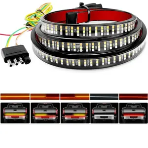 Nilight 60-Inch Triple Row LED Tailgate Light Strip with 504 LEDs, Amber-Red-White Colors, LED Lights for Home Improvement Lighting Needs