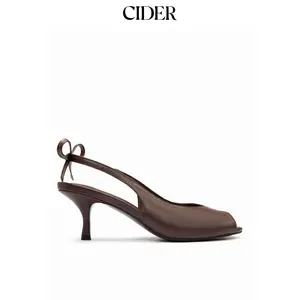 Cider OPEN-TOE BOWKNOT SLINGBACK KITTEN HEELS