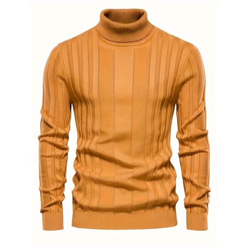 Men's Turtleneck Knitted Sweater - Casual Warm Solid High Stretch Pullover Sweater - For Fall & Winter - For Men - Soft & Comfortable Knit Fabric - Perfect Gift for Cold Weather