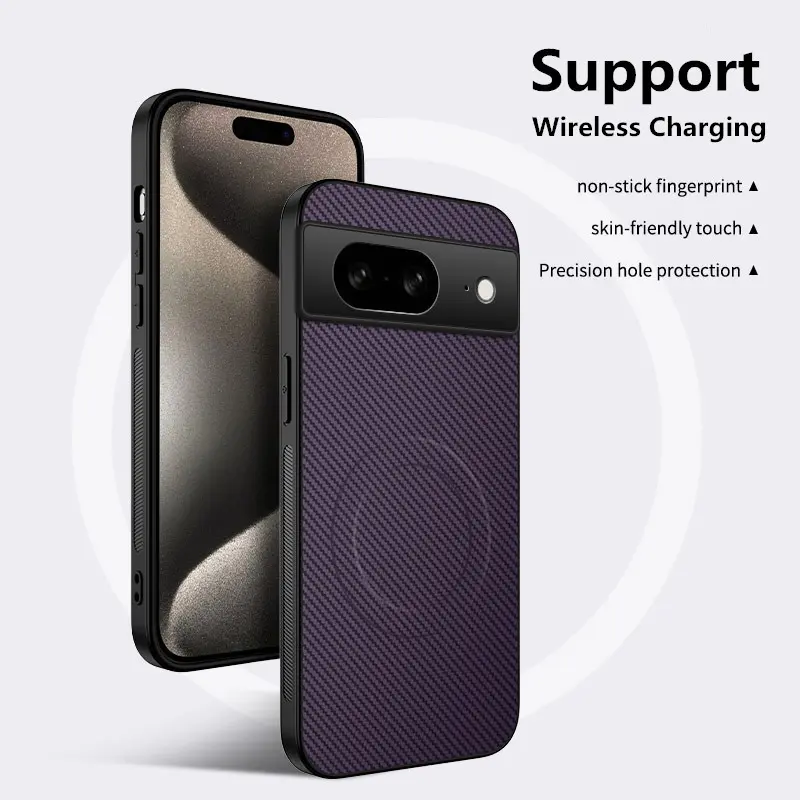 Carbon Fiber Leather Silicone Phone Case For Google Pixel 6 Pro 7 8 8A Pro 6A 7A Magnetic Wireless Charging Soft Back Cover
