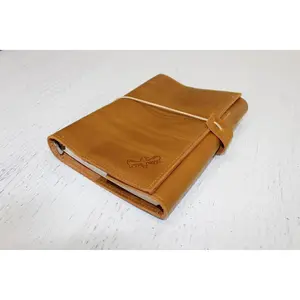 Red Team Sauce Rustic A5 Leather Binder Journal - 9x6.5" Refillable 6-Ring Organizer with Pockets & USB Holders -   Notebook - Compatible with Wanderings & Other A5 Inserts - Includes Free Ballpoint Pen & 100 Pages