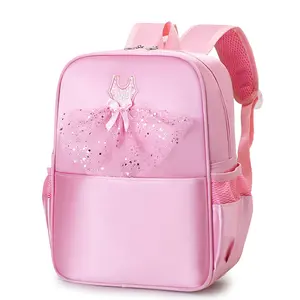 Cute Girls Ballet Backpack, Polyester Sparkle Bow Kids School Bag Large Capacity Waterproof Bookbag for Kindergarten Primary School，It is also suitable as a gift for children at parties. #Back-to-school season