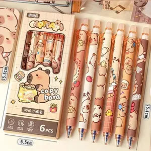 6-Pack Erasable Gel Pens, Kawaii Design, Blue Ink, Smooth Writing, Quick-Dry, Office & School Supplies, Elegant Pen for Stationery
