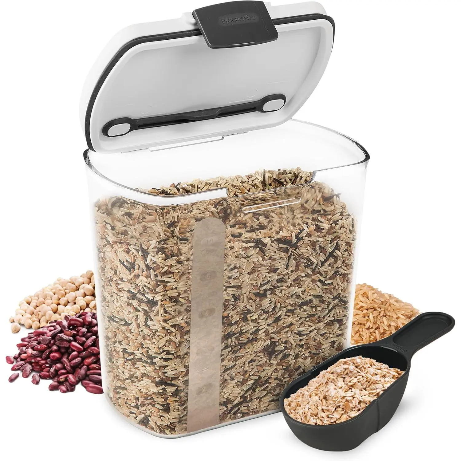 2.5-Quart Grain Storage Container with Hinged Lid, Clear – BPA-Free, Airtight Seal, 5.5 x 7.65 x 7.25"