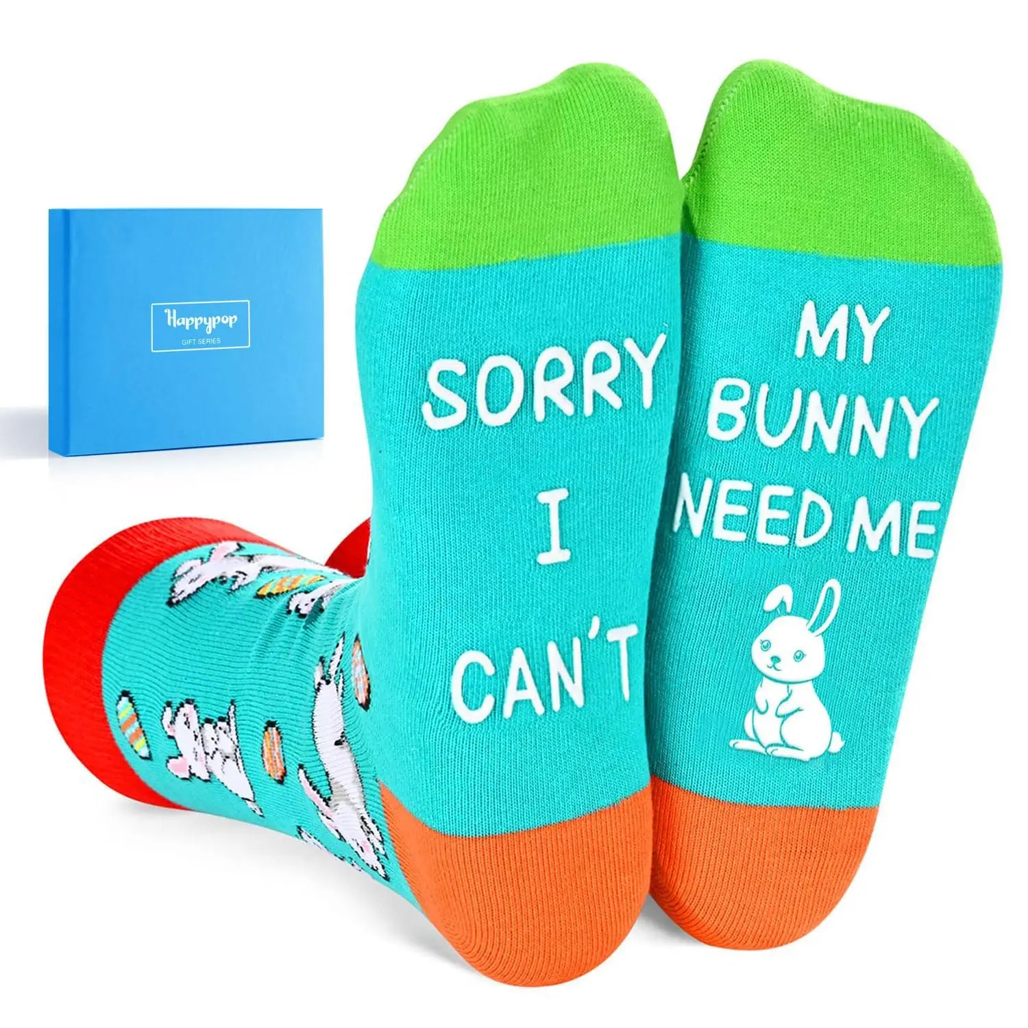 HAPPYPOP Unisex Funny Easter Bunny Socks Women Rabbit Men, Novelty Bunny Lovers Presents for Young Girls Boys