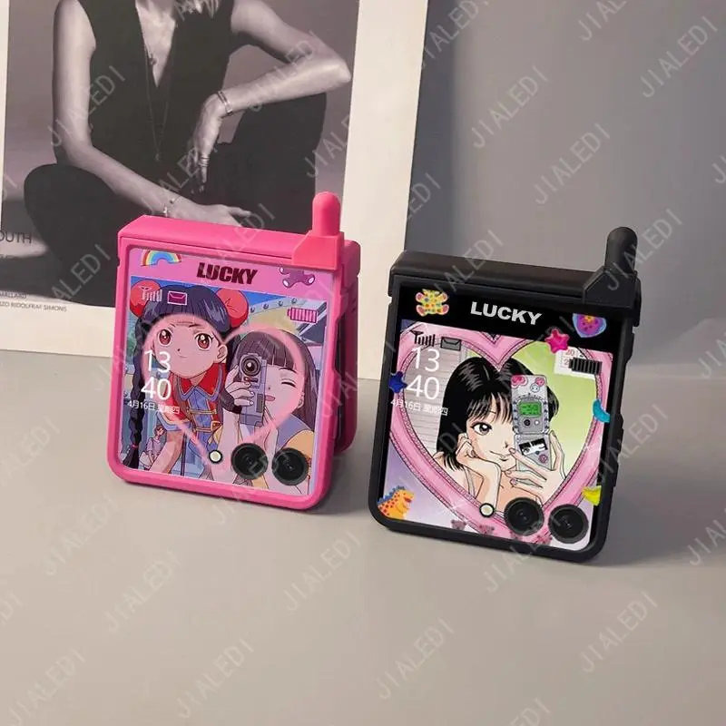 Personality Retro Phone Design Hinge Rose Phone Case For Samsung Galaxy Z Flip 8 7 6 5 4 3 Flip6 ZFlip7 7FE Protective Cover