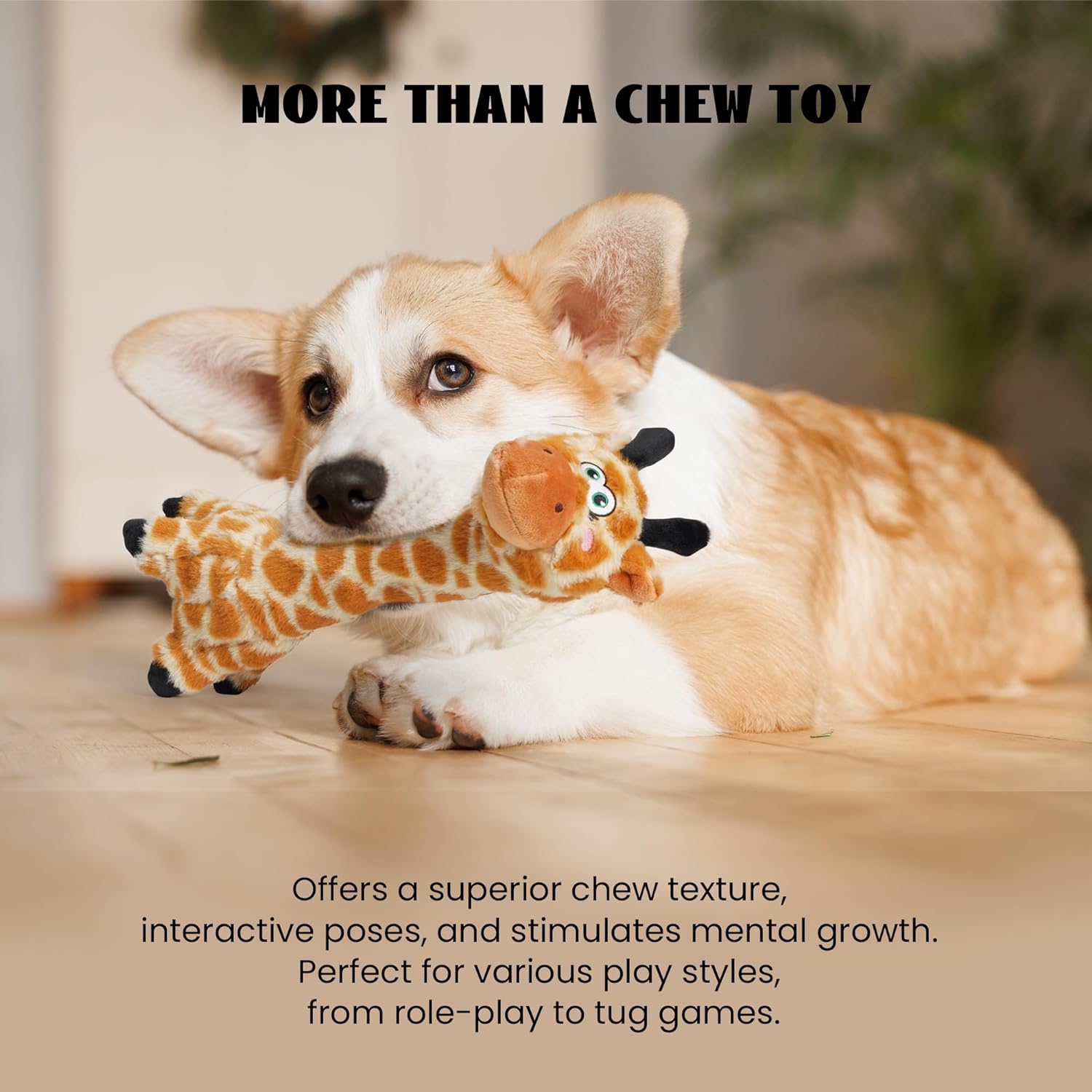 Twistable Giraffe Stuffedless Dog Toy for Small Medium Breed, Christmas gift, Plush Chew Toy with Crinkle Paper and Soft Fabric