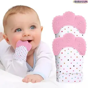 Aesthetic Baby Silicone Teething Mittens, Viral Baby Must-Have Anti-Scratch Chewing Gloves, BPA-Free Soft Sensory Teether for Sore Gums, Self-Calming Infant Toy, Perfect for On-the-Go, Stroller & Everyday Use