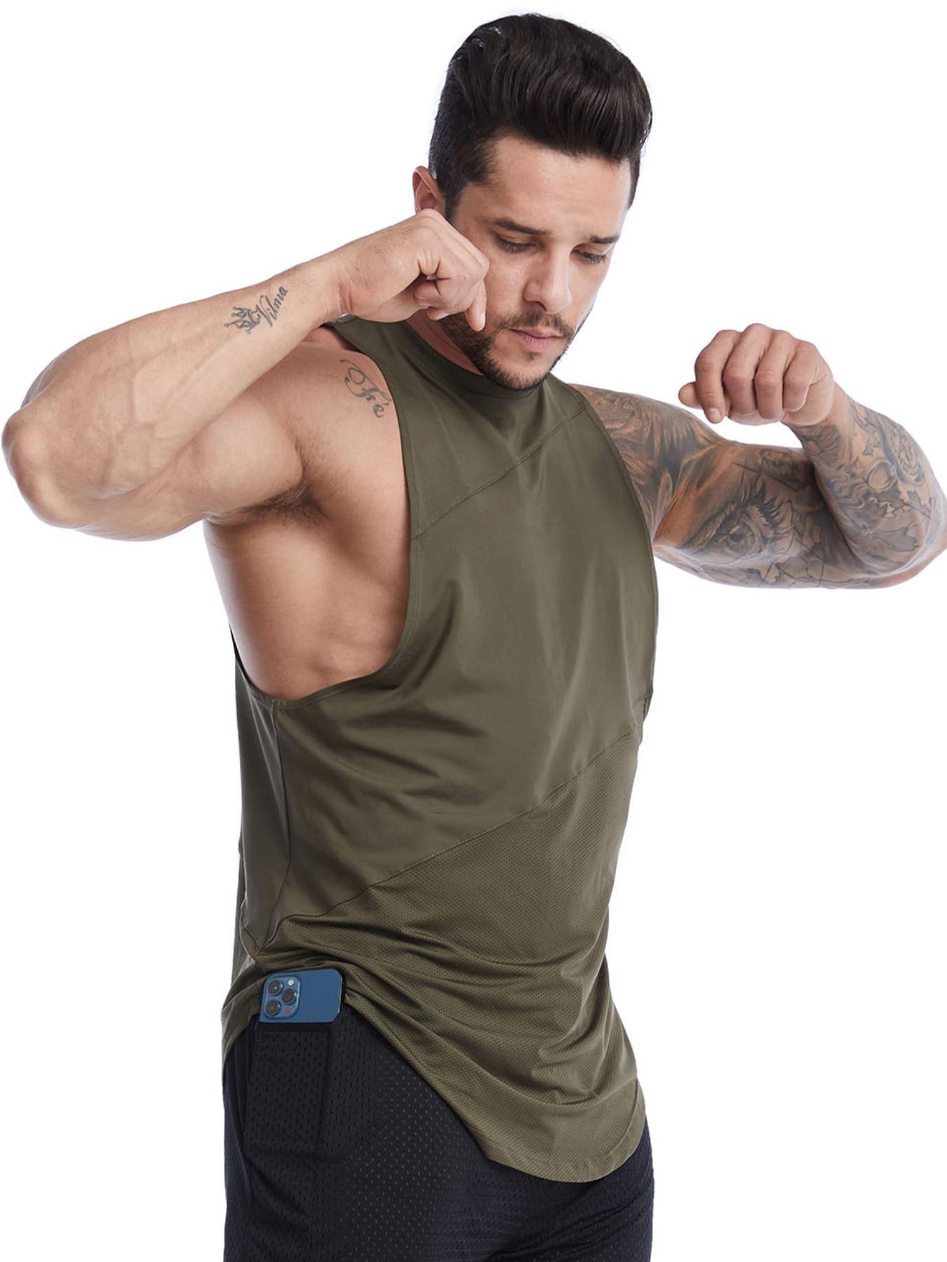 Men's Plain Round Neck Sports Vest, Quick Drying Breathable Loose Tank Top, Mens Clothing, Men's Sportswear for Indoor Outdoor Running, Gym Clothes