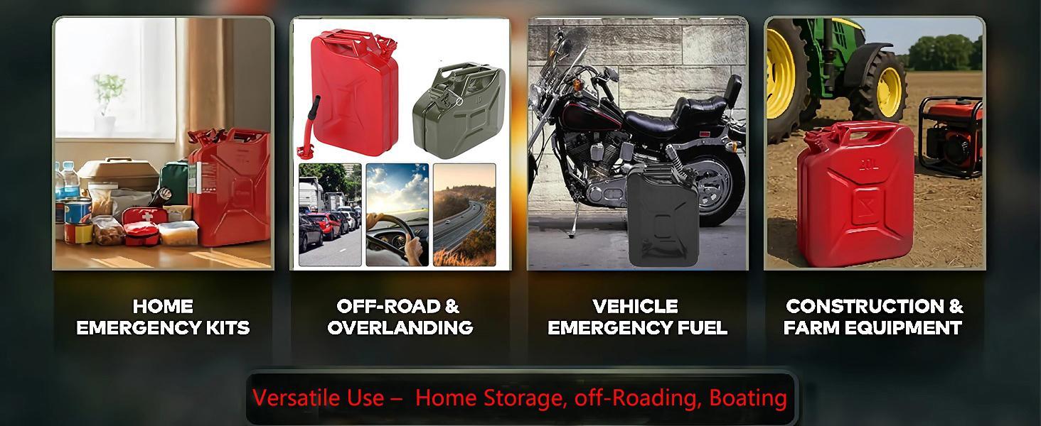 Karlhome 5L/10L/20L Fuel Can, Portable Jerry Gas Can with Flexible Spout System, Rustproof ＆ Heat-resistant Steel Fuel Tank for Cars Trucks Equipment Bottles OrganiserVersatile Water and Liquid Container for Cars, Trucks, Motorcycles
