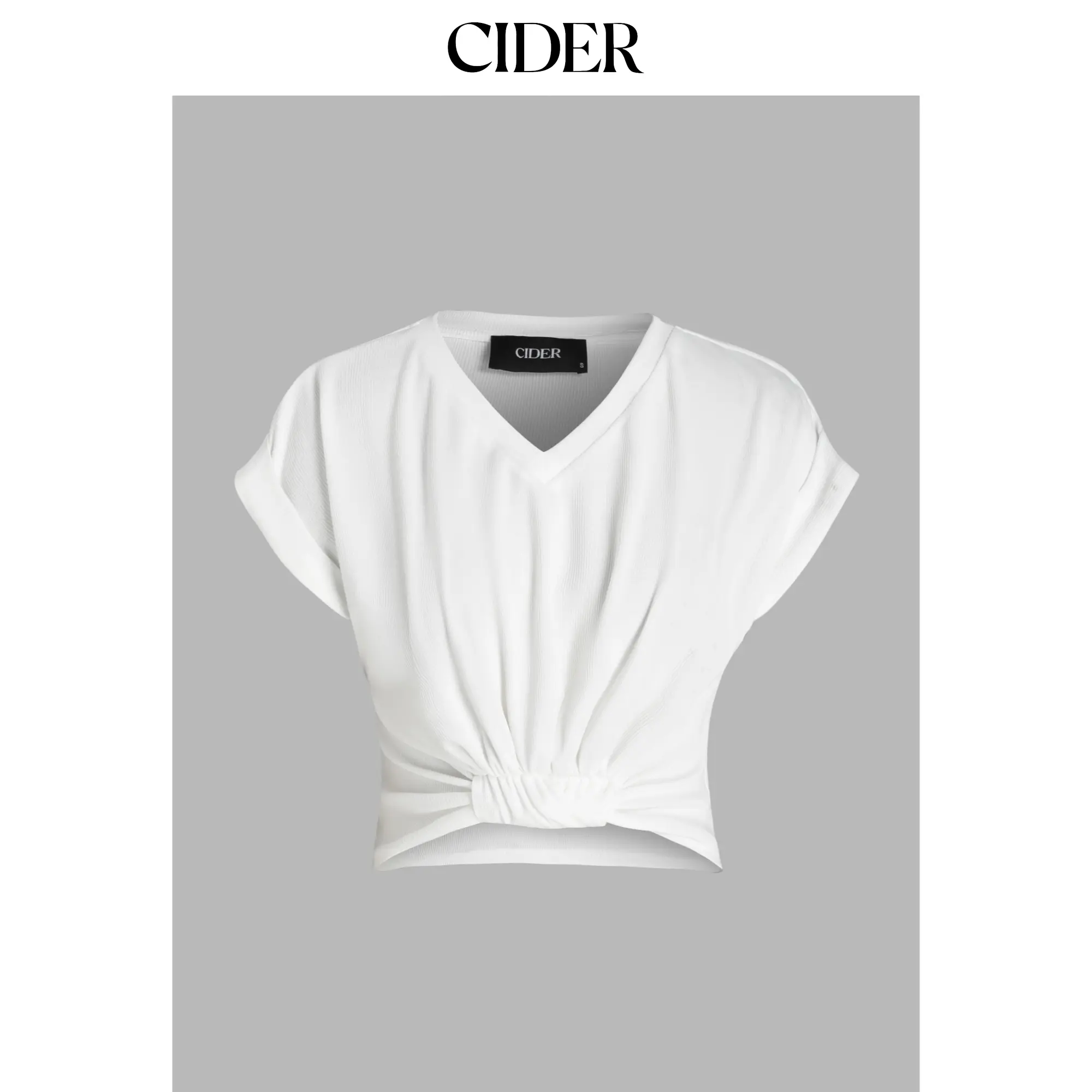 Cider [3 colors, size 2-26] V-neck Solid Ruched Crop Top SummerWins SummerFinds