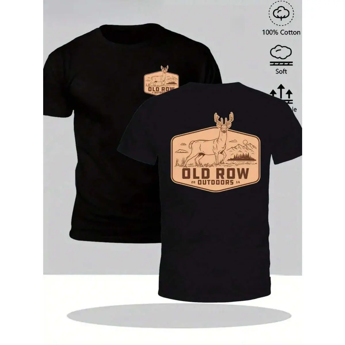 Old Row Outdoors Buck Deer Double Sided Print T Shirt Southern Country Hunting 100% Cotton Soft Oversized Unisex Streetwear Tee