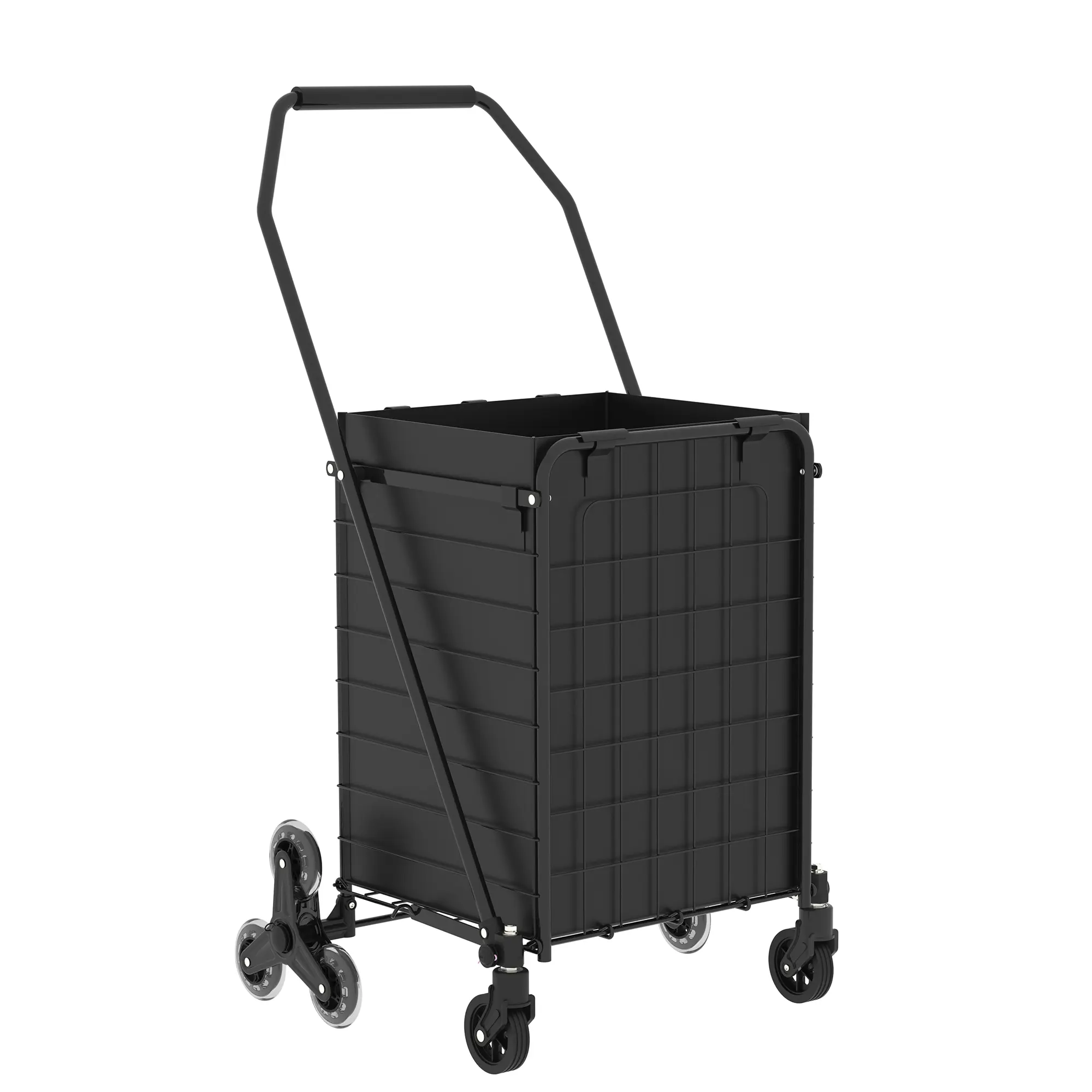 ARCH Foldable Heavy-Duty Shopping Cart for Motorhomes - 360° Swivel Wheels, 120lb Capacity, Stair-Friendly Utility Cart, Metal Frame, Oxford Fabric, Easy Setup, Compact Storage, Antique Black, Grocery Hauls