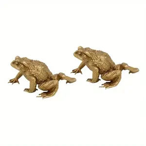 Feng Shui Copper Pocket Money Toad Fortune Ornament, Brass Figurine, No-Electricity Indoor-Outdoor Home Decor Statue