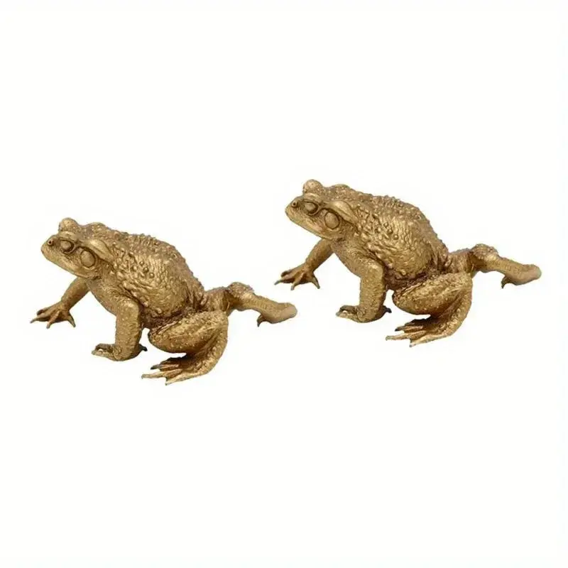 Feng Shui Copper Pocket Money Toad Fortune Ornament, Brass Figurine, No-Electricity Indoor-Outdoor Home Decor Statue, Metal Alloy Fengshui Ornaments, Brass Copper