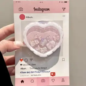 Cute Cartoon Quicksand Shake Hearts for Magsafe Griptok Holder Phone Finger Ring Stand Support for IPhone 15 Girl Bracket