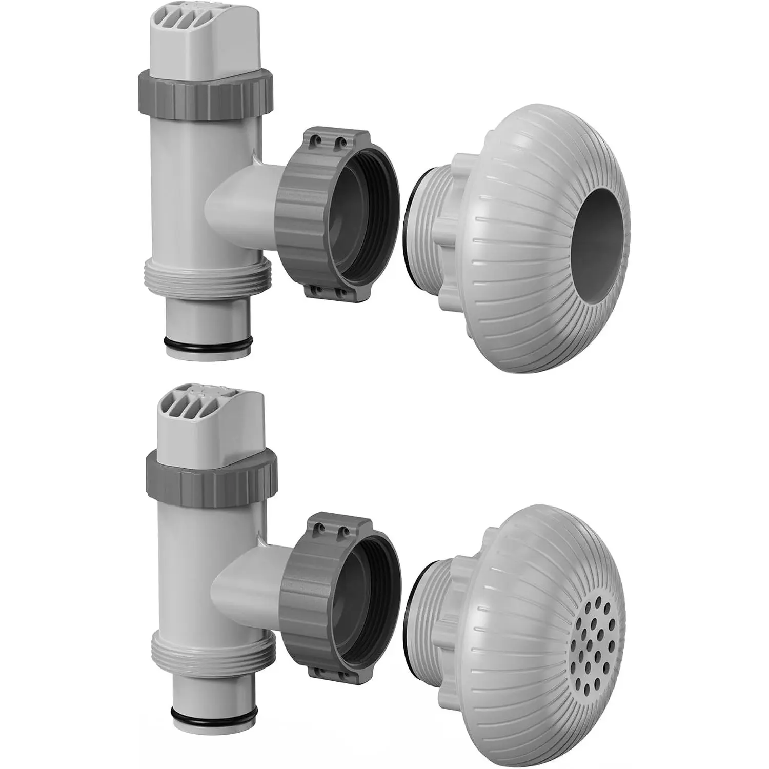 Above Ground Pool Inlet & Return Replacement Kit with Plunger Valve, 1.5" Outlet Strainer Connector & Jet Nozzle & Strainer Grid, Compatible with I*tex/Col*m*n Pool Parts & Sand Pumps
