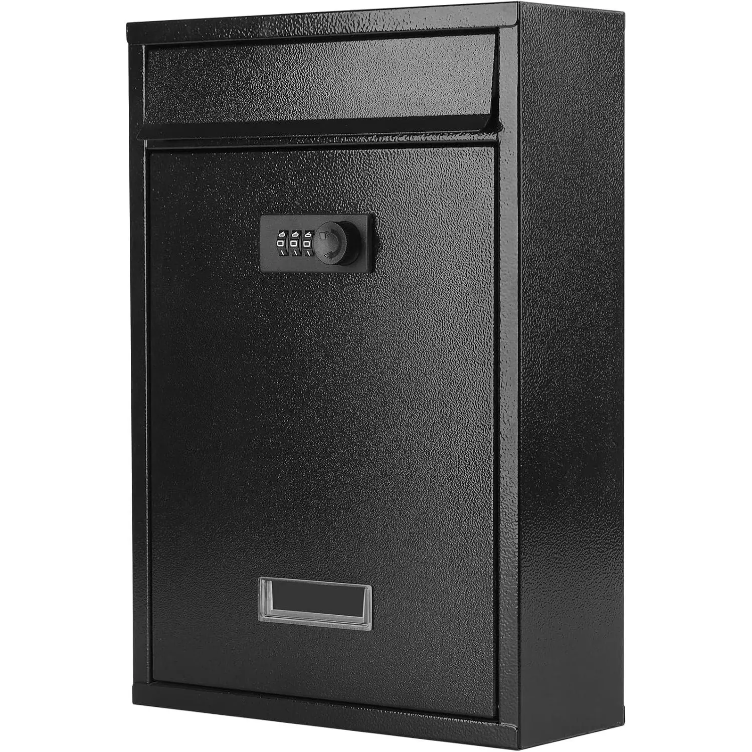 Black Metal Rectangular Key Lock Outdoor Wall-Mount Mailbox - Steel, Window-Compatible, Letter Drop, Secure Storage - 12.4x8.54x3.35in for House Use
