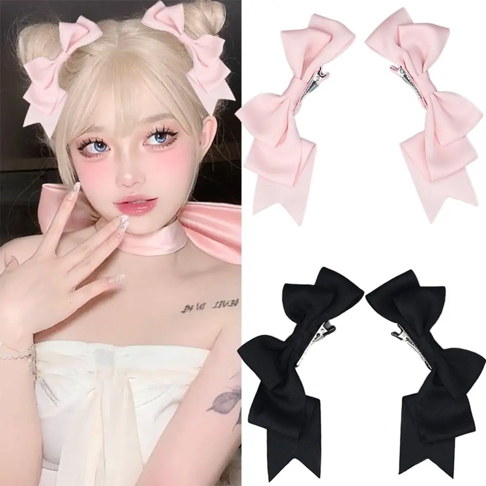 4 count Cute Bow Hair Clips Lolita Hair Accessories for Women Girls  Black Bow Hair Barrettes  Clips for Birthday Wedding Prom Halloween  Hair Decoration