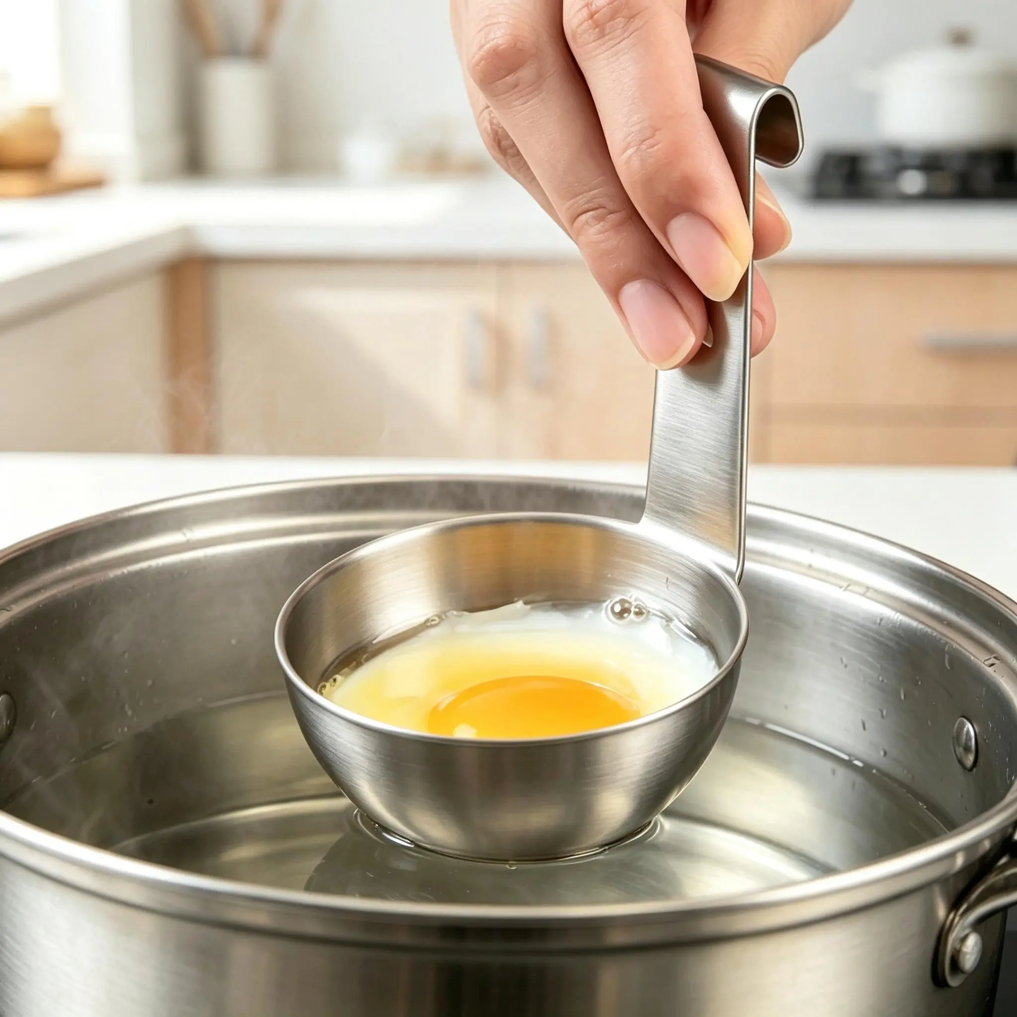 Stainless Steel Hanging Egg Poacher Cups, Easy Egg Cooker for Poached, Soft-Boiled & Jammy Eggs