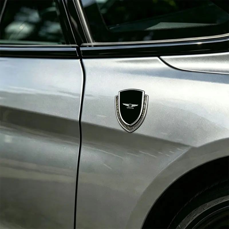 Metal Laser Shield Car Sticker, Blue Dual Color 3D Body Side Decal, Universal Window Tailgate Customization, Genesis Sedan Accessories, Car Decals