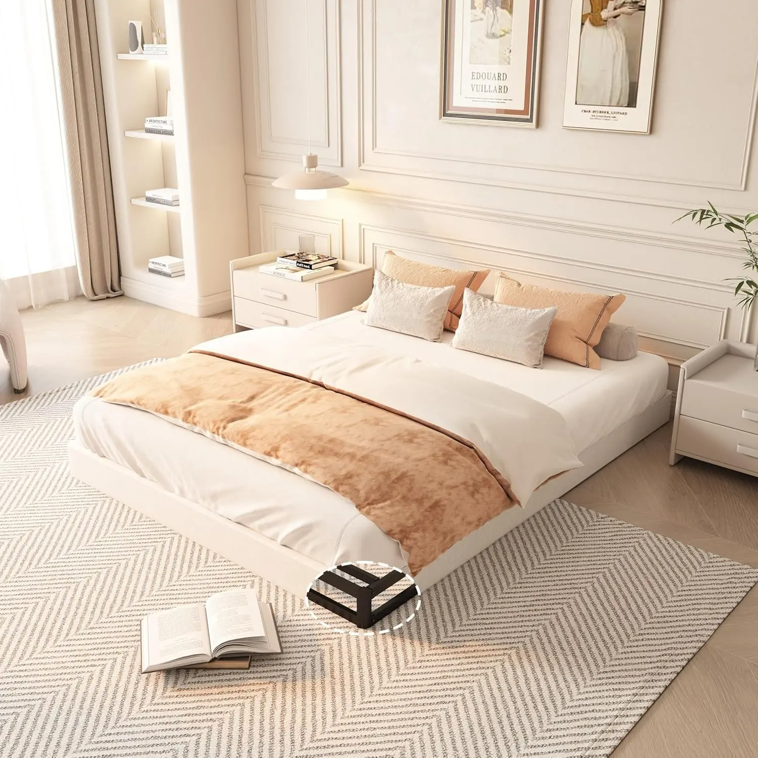 Queen Size Box Spring - 5 in Low-Profile Metal Frame Mattress Foundation with Fabric Cover, Heavy-Duty, Noise-Free, Easy Assembly