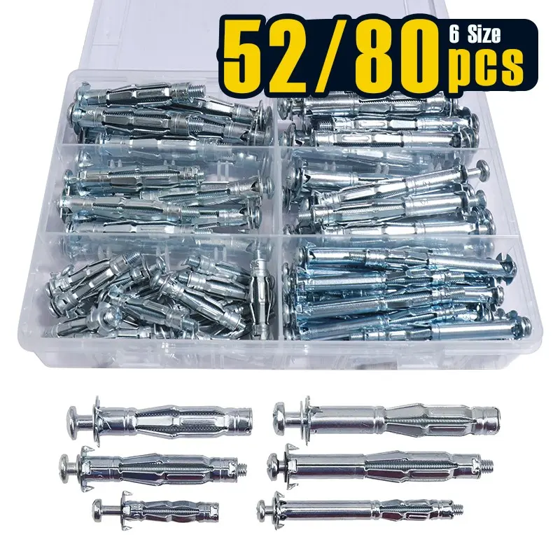 50/ 80 pcs, Bolt Assortment Kit, Heavy Duty Fastening Hollow Wall Anchors Perfect for Secure Drywall, Sheetrock and Paneling to Walls or Ceilings(Assortment Kit)