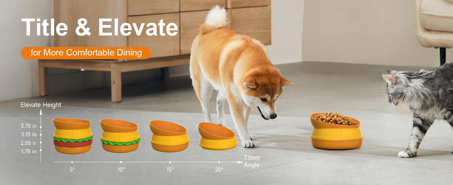 Hamburger Appearance Pet Cat And Dog Bowl Combination Multi-layer Five-in-one